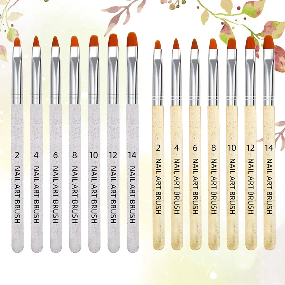 

14pcs Art Brush Set Light Dotting Pen For Diy Manicure Accessories Nail Decoration Tool Nail Painting Brush Transparent Golden