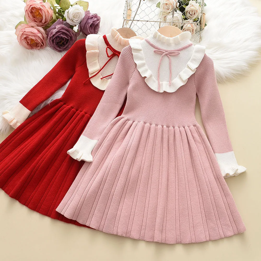 Bear Leader Autumn Winter Girls Dress Girls 4-8Y Kids Princess Party Sweater Knitted Dresses Christmas Costume Baby Girl Clothes