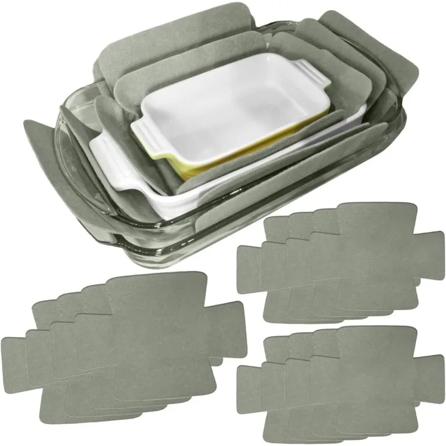 

Scratch Protectors for Bakeware and Cookware Set of 12 with Two Large Sizes Extra Thick Felt Material to Prevent Chips and Crac