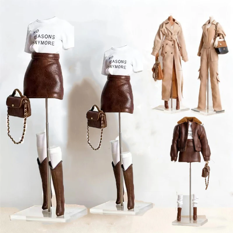 Novo 2026: Roupa para Boneca de 30cm - Jaqueta de Couro com Pelo e Saia Curta com Design Vintage Exclusivo para Bonecas Supermodelo 1/6 Xianxian FR - Acessório
