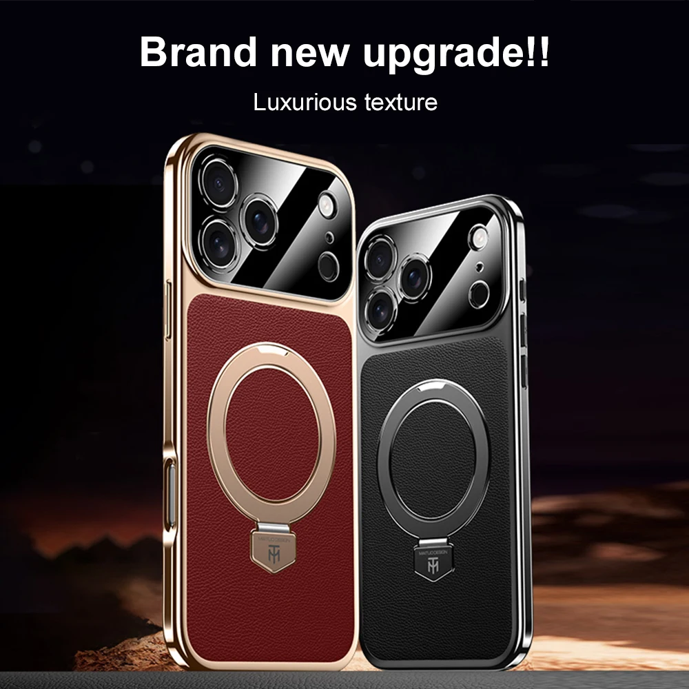Magnetische Halterung Leder Handyhülle für iPhone 17 Pro Max Air 16 15 14 17promax 16promax Magsafe stoßfeste Funda Cover