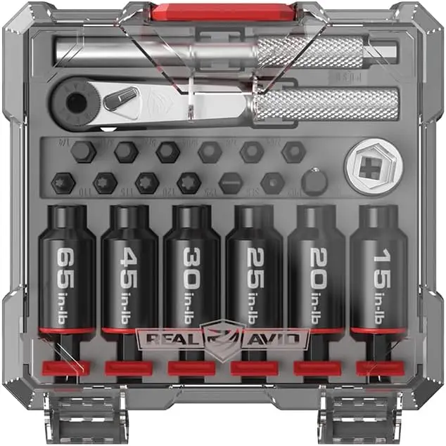 

Smart Torque Screwdriver Set with Fixed Limiters, Ratchet, Bits & Case for Precision Maintenance
