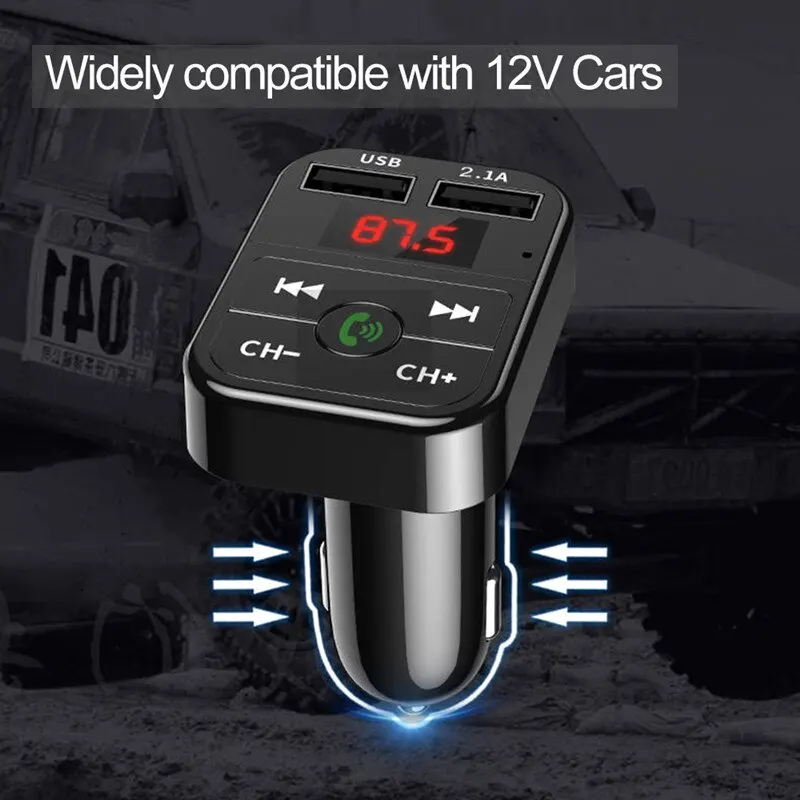 Car Bluetooth Receiver FM Transmitter Wireless Audio Adapter Hands Free MP3 Player Dual USB Fast Car Charger Bluetooth Car Kit