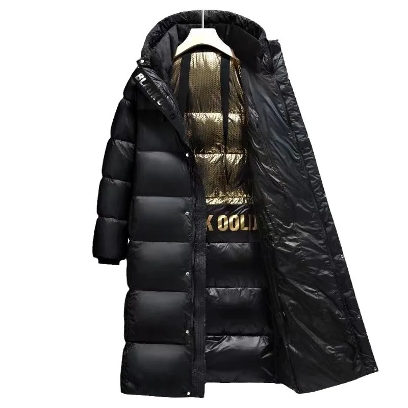 2024 New Style Winter Down Coat For Men Women Casual Loose Fit Black Couple\'s Jacket Thickened Long Sleeve Hooded Parka