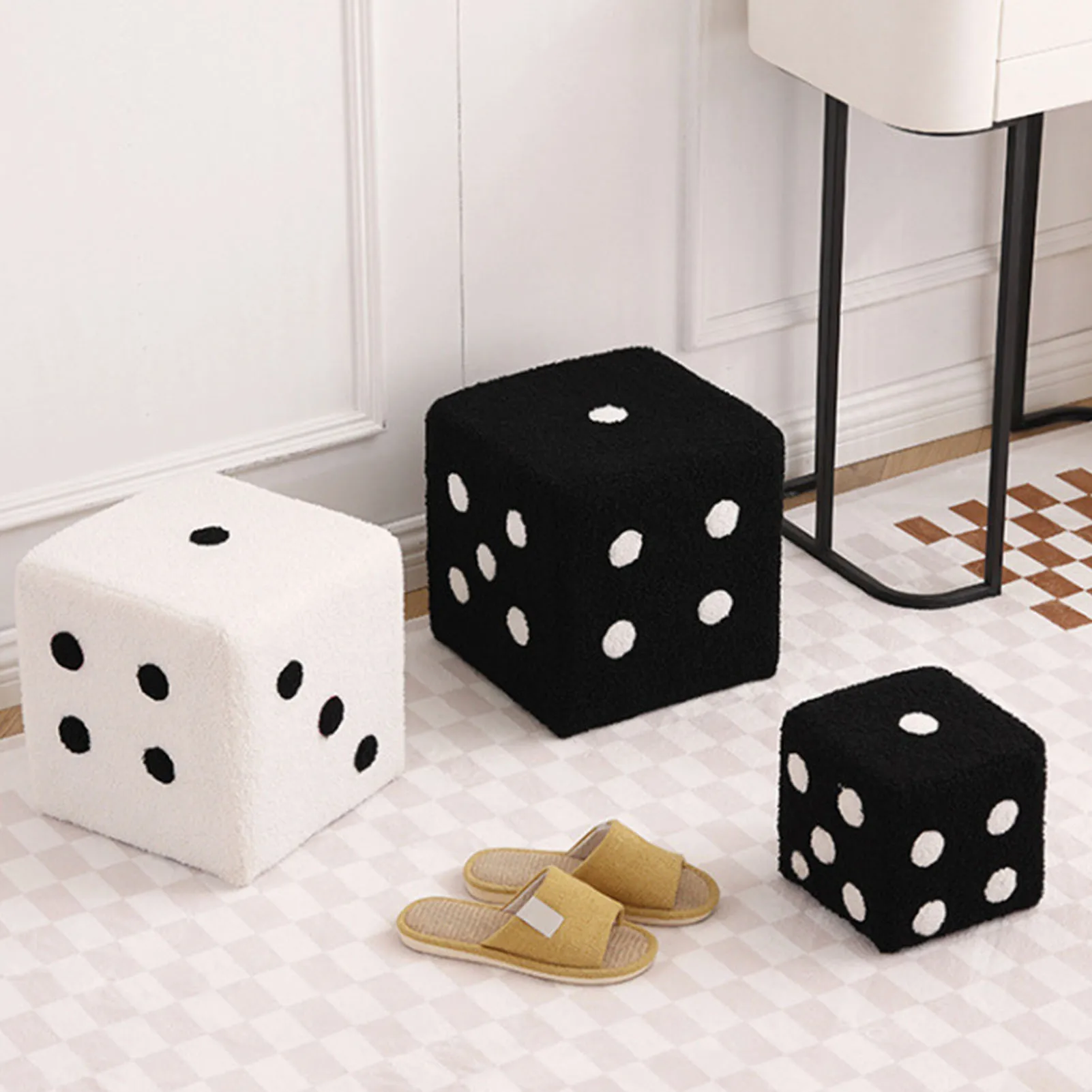 

Medium dice soft footstool with anti slip and multifunctional seat changing function