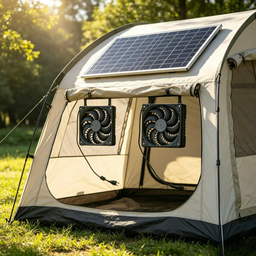Energy Efficient 10W Solar Dual Fan Ventilation Set Waterpro