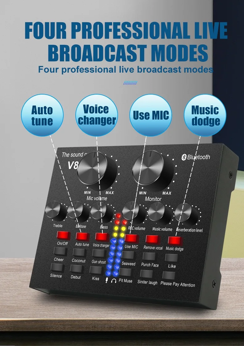 Cross-border Hot Style V8 Soundcard Broadcast Equipment Suit Computer Phone Game Host Special Microphone