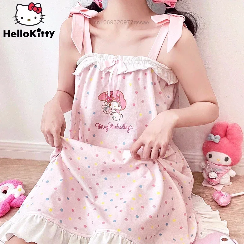 Sanrio Cinnamoroll Melody Sweet Pink camicia da notte per le donne Kawaii Japan Style Girls camicie da notte morbide Homewear studente Y2k pigiama