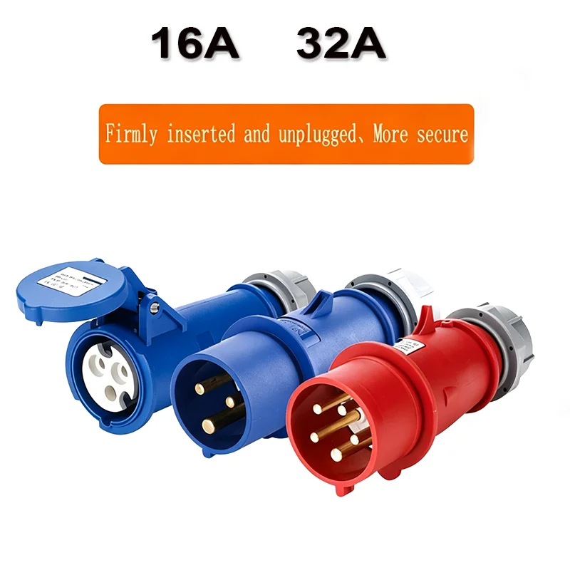 1Pcs Industrial Plug Socket Connector 3/4/5 Pin 16A 32A Waterproof 2/3 Phase Surface Concealed Mount Industrial Power Connector