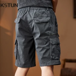 2024 Summer Short Pants Loose Fit Fashion Zipper Cargo Shorts For Men Streetwear Multi-Pockets Elastic Waist Drawstring New Kpop