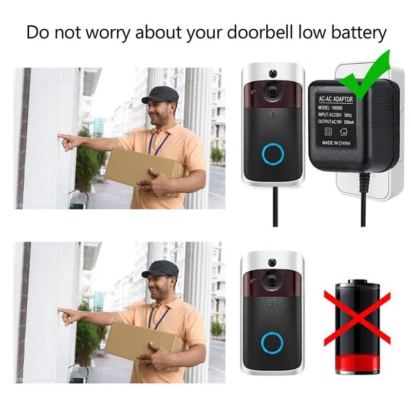 AT19-5X AC Doorbell Power Adapter, 18V 500MA Doorbell Transformer, 10M Cable, Compatible Ring Doorbell, EU Plug
