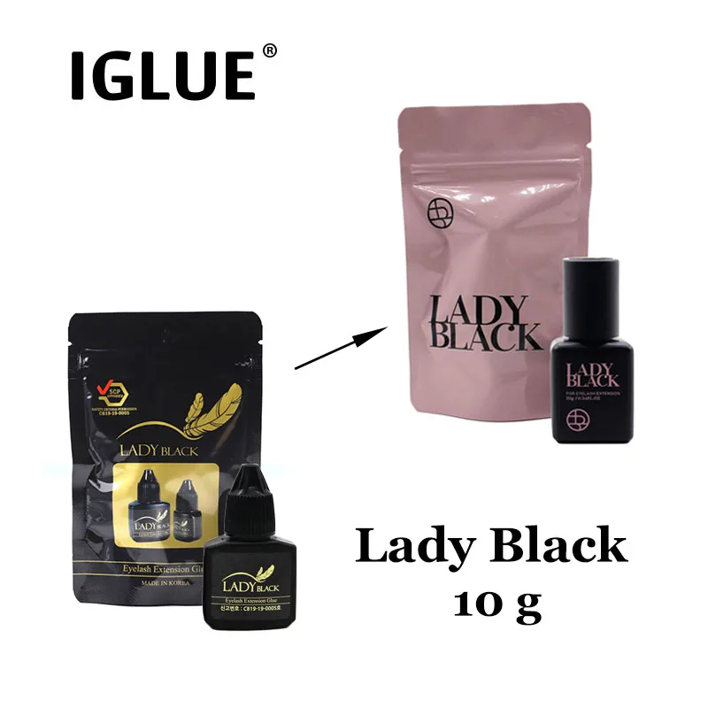 10g New Package Lady Black Glue For Eyelash Extension Supplies Fast Drying Black Adhesive Korea Original Lash Glue Makeup Tools