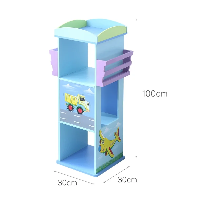 Kids Rotating Bookshelf 360 Display Floor Standing Bookcase Storage Rack Book Display Stand Wood Book Shelf Organizer