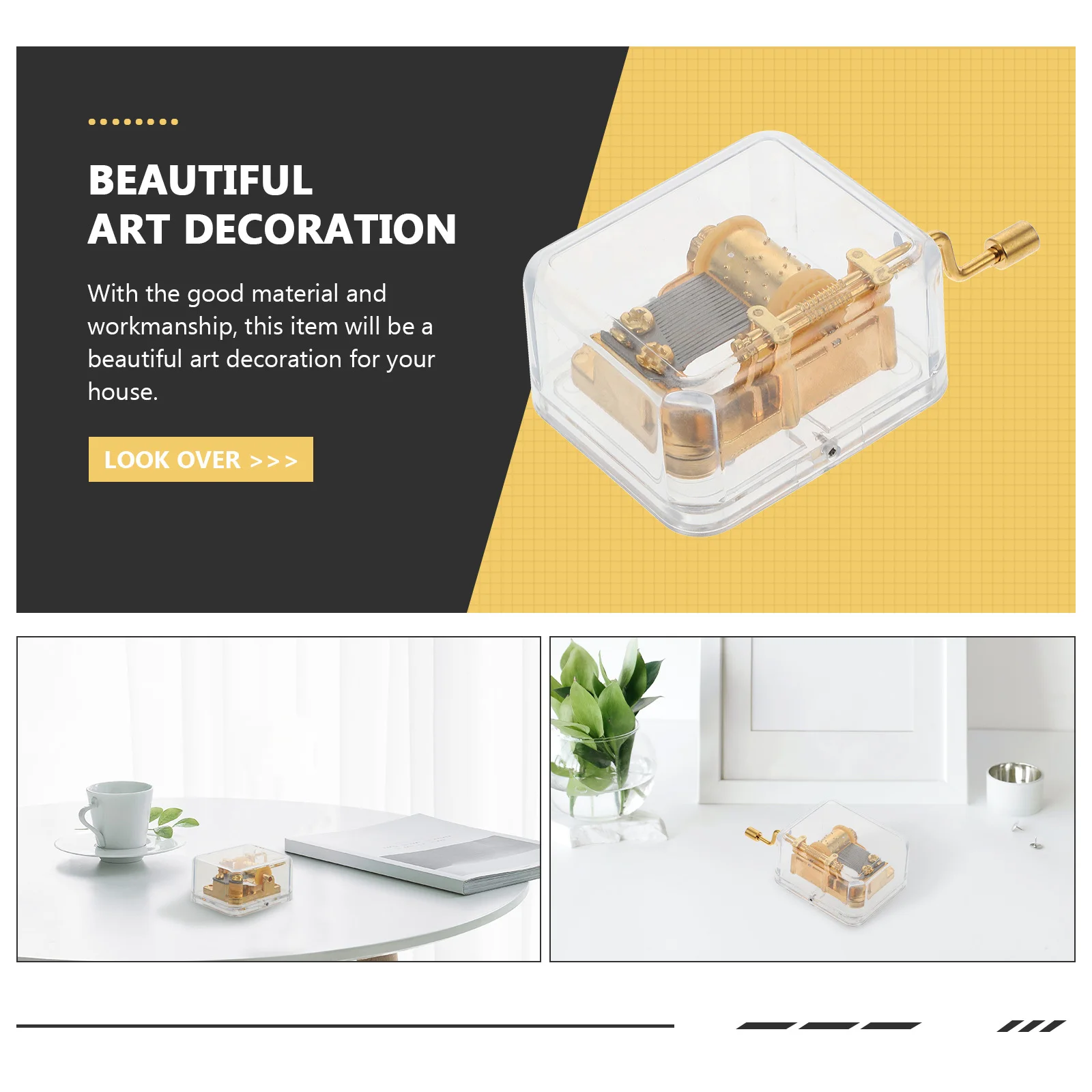 

Acrylic Music Box Creative Hand-Cranked DIY Musical Mechanism Exquisite Workmanship Clear Sound Quality Home Decoration Birthday