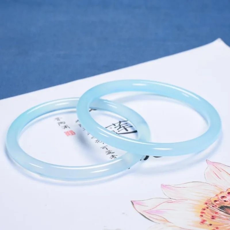 Ice blue marrow bracelet female thin round strip aquamarine jingle bracelet agate beauty strip