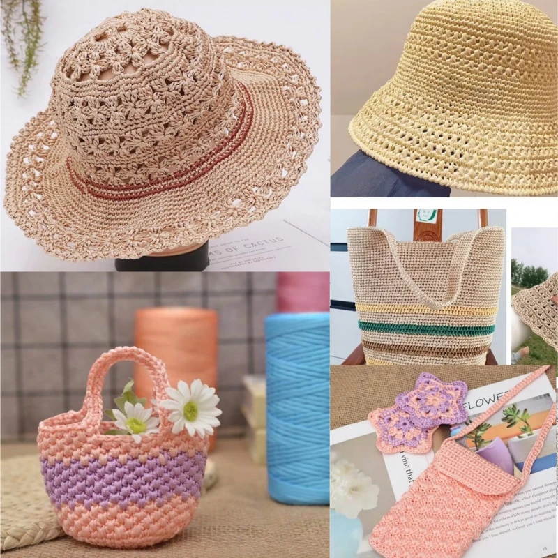 2PCS 2.5mm Ice Silk Thread Summer Crochet Yarn for DIY Knitting Bag Shoes Flat Hollow Yarn Hand-knitted Thread Supplies 2PC=500G