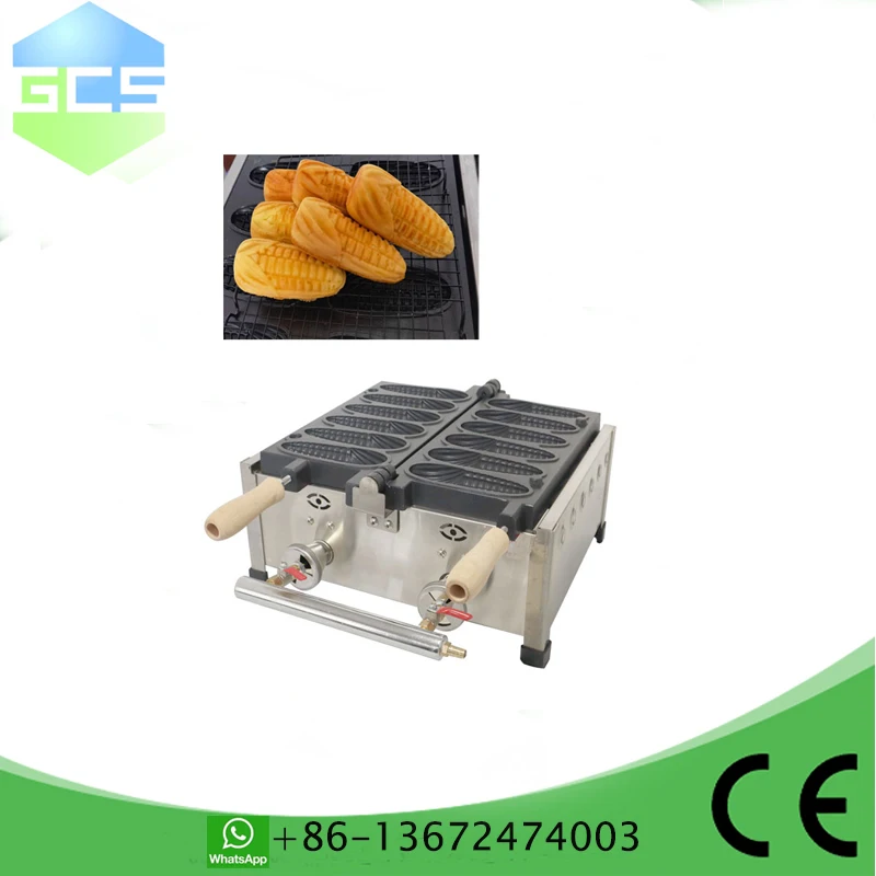 Gas Type Commercial 6pcs Hot Dog Waffle Machine Corncob or Corn Shape Waffle Maker for Snack Shop