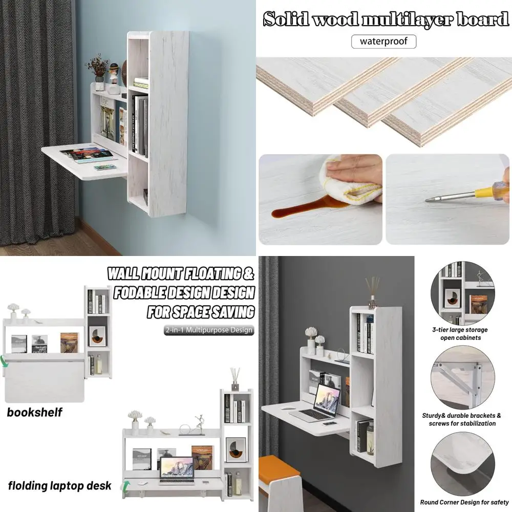 

Space-Saving 41 Inch Foldable Laptop Desk with Storage, Ideal for Bedside Use