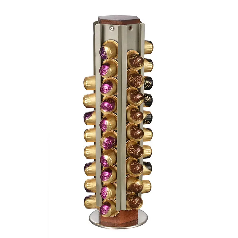 

Nespresso Coffee Pod Holder Storage 60 PCS Capsule Metal Rack Storage Stand Kitchen Metal Rotate Coffee Rack Holder