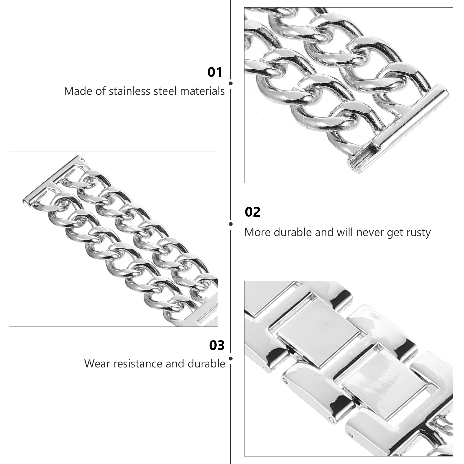 

Durable Stainless Steel Watch Band Stylish Metal Wristwatch Strap Replacement Fashion Watchband Metal Watchband