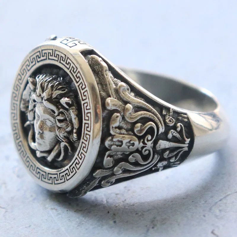 18 جرام يلتقط هذه الحلقة وجهة ميدوسا الأسطورية. خواتم بنمط المتعرج اليوناني 925 من الفضة الإسترليني الصلبة مقاسات متعددة 7-13
