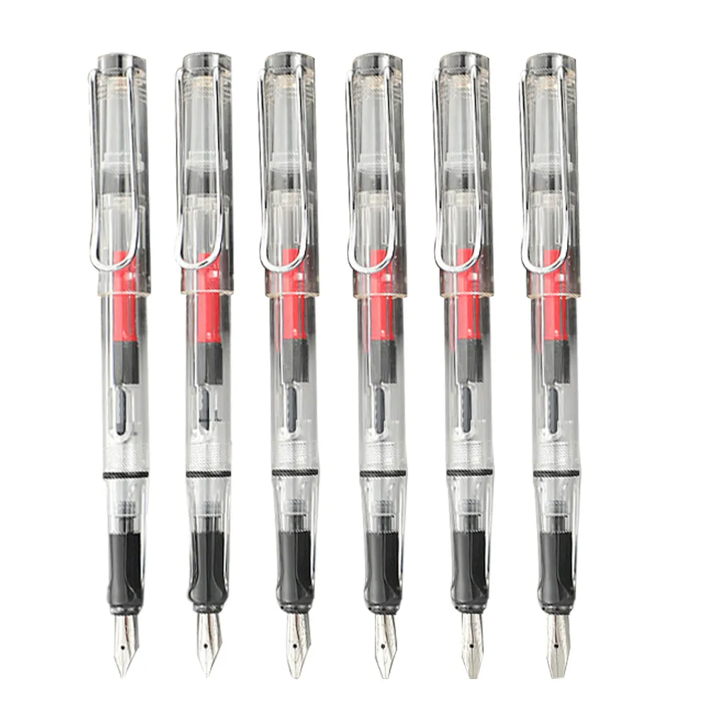 

6Pcs Clear Fountain Pen for Artists Calligraphy Students Business Gifts Holiday Souvenirs Writing Drawing Coloring Books