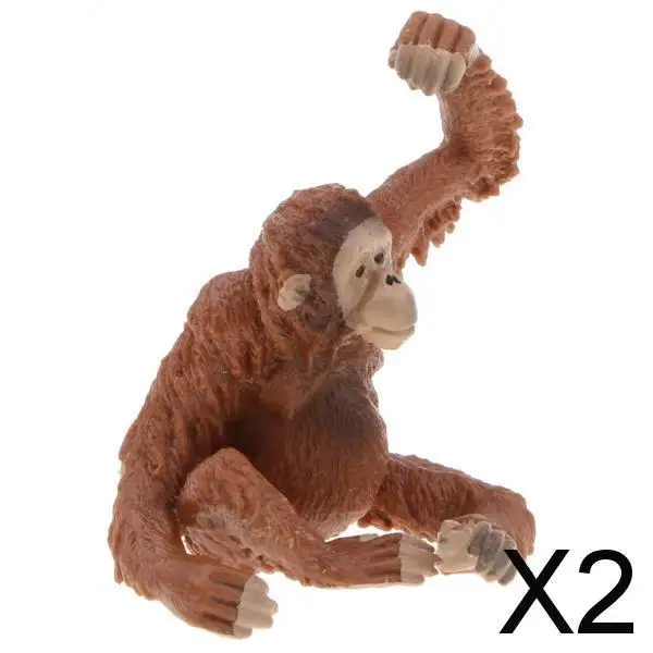 

2X Plastic Animal Model Figure Figurine Kids Toy Gift Home Decor Red Orangutan