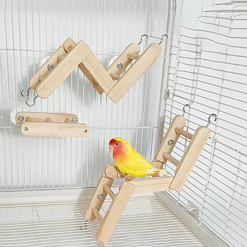 Bird Ladders For Parrots Folding Cage Climbing Ladder Multipurpose Beak Grinding Toys Bird Climbing Toys For Standing Climbing