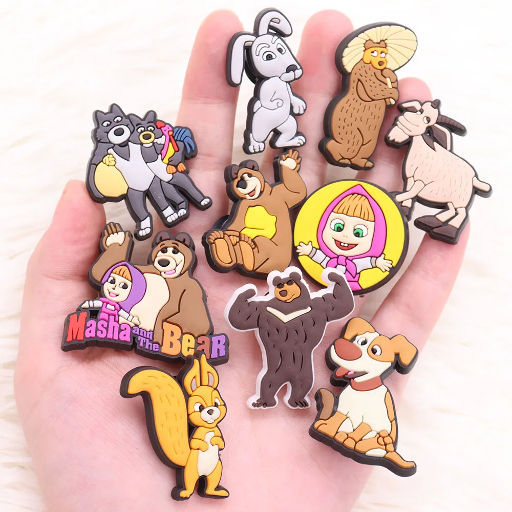 Good Quality 1-10pcs PVC Shoe Charms Cartoon Bear Squirrel Dog Girl PVC Accessories Sandals Ornaments For Children DIY Present