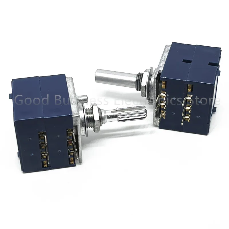 Potensiometer Volume Ganda ALPS RK27 10KA 20KA 50KA 100KA 250KAx2 Unit Ganda 6Pin Pegangan Bulat Saklar Putar