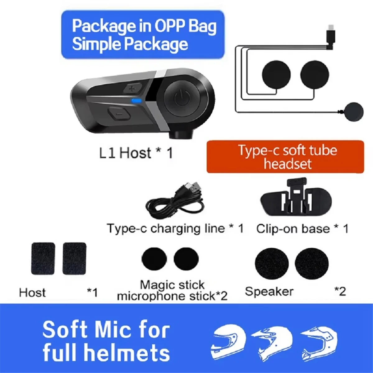 

M85K New New L1 Bluetooth 5.3 Helmet Headset Wireless Hands-Free Call Motorcycle Waterproof Earphone Music Player Speaker Moto