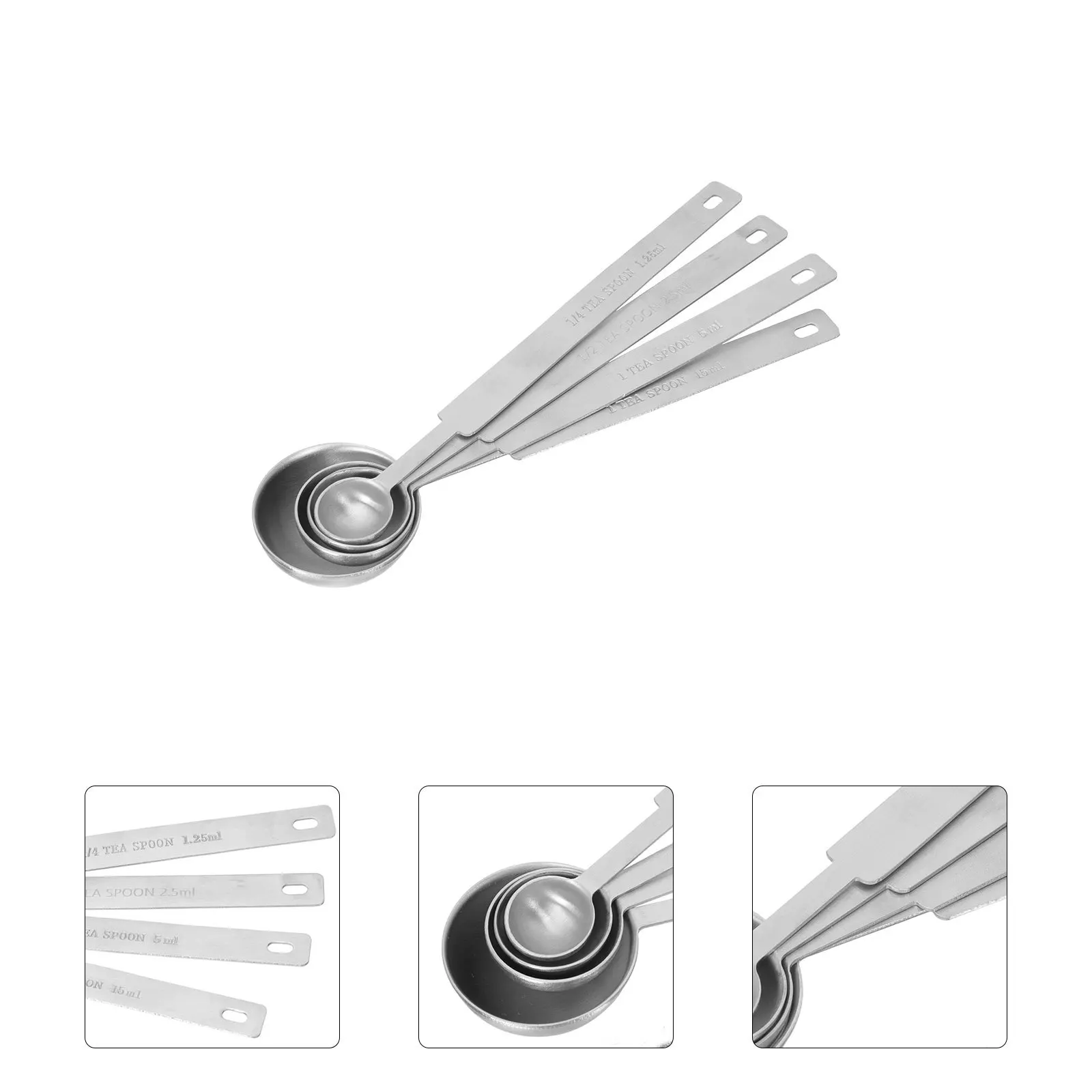 

4Pcs Measuring Spoon Set Stainless Steel Coffee Baking Kitchen Scoop Rust Proof Accurate Measuring Spoon