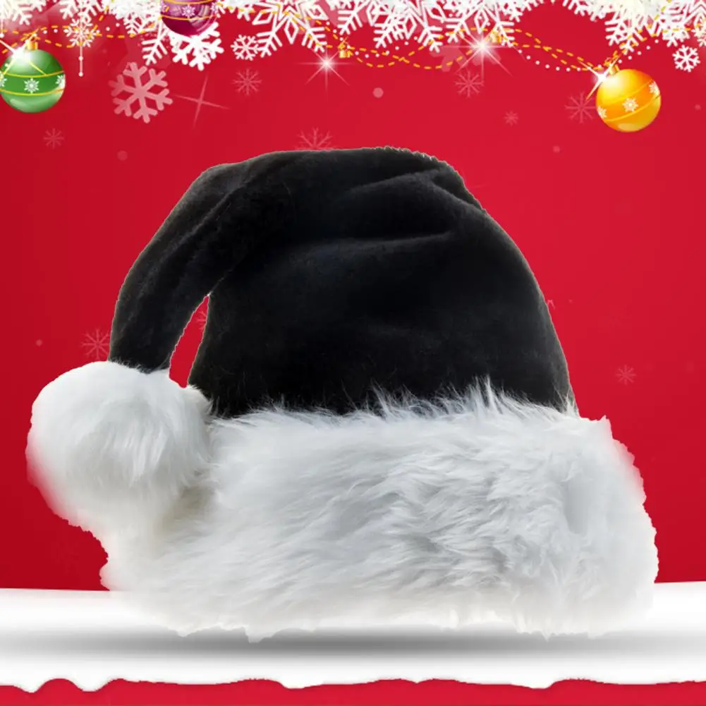 Practical Santa Cap Attractive Comfortable Wear PET Black Santa Cosplay Christmas Cap