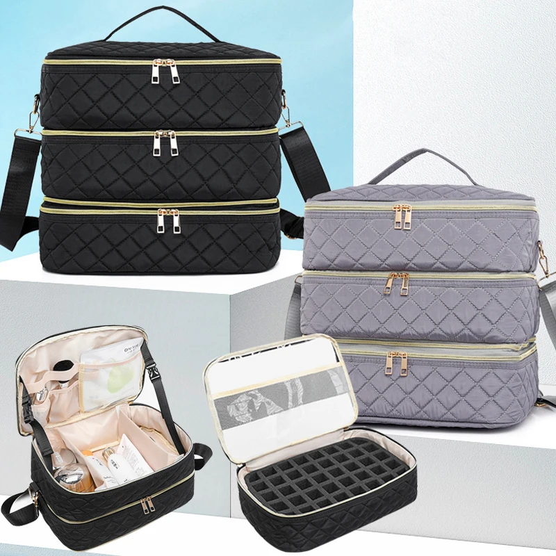 

80Grids Nail Polish Storage Bag Essential Oil Case Portable Cosmetic Large Handbag Organizer with Handle for Travel Storage Box