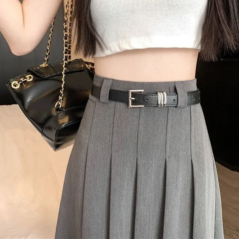 2025 Summer Women Concise Fashion JK Skirts Lady Comfortable Slim Fit Mid-Long Dress Girls Korean Daily A-line Pleated Skirts