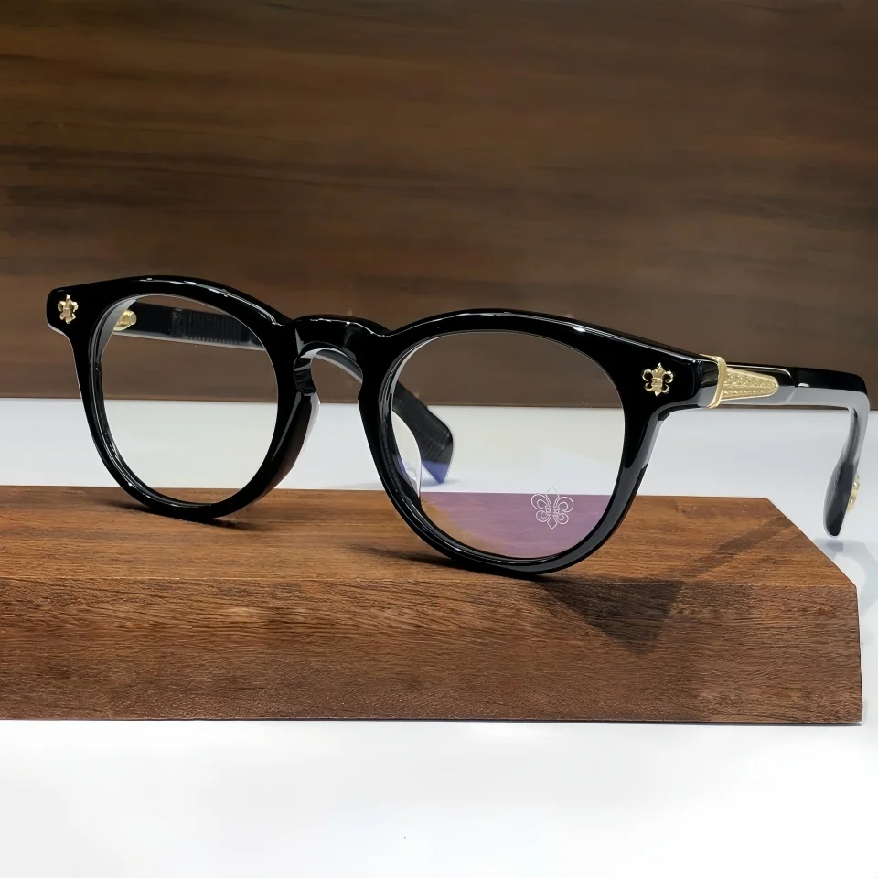 

New Women's Simple Round Acetate Eyeglasses Frame Men's Computer Reading Optical Prescription Anti Blue Light Myopia Glasses