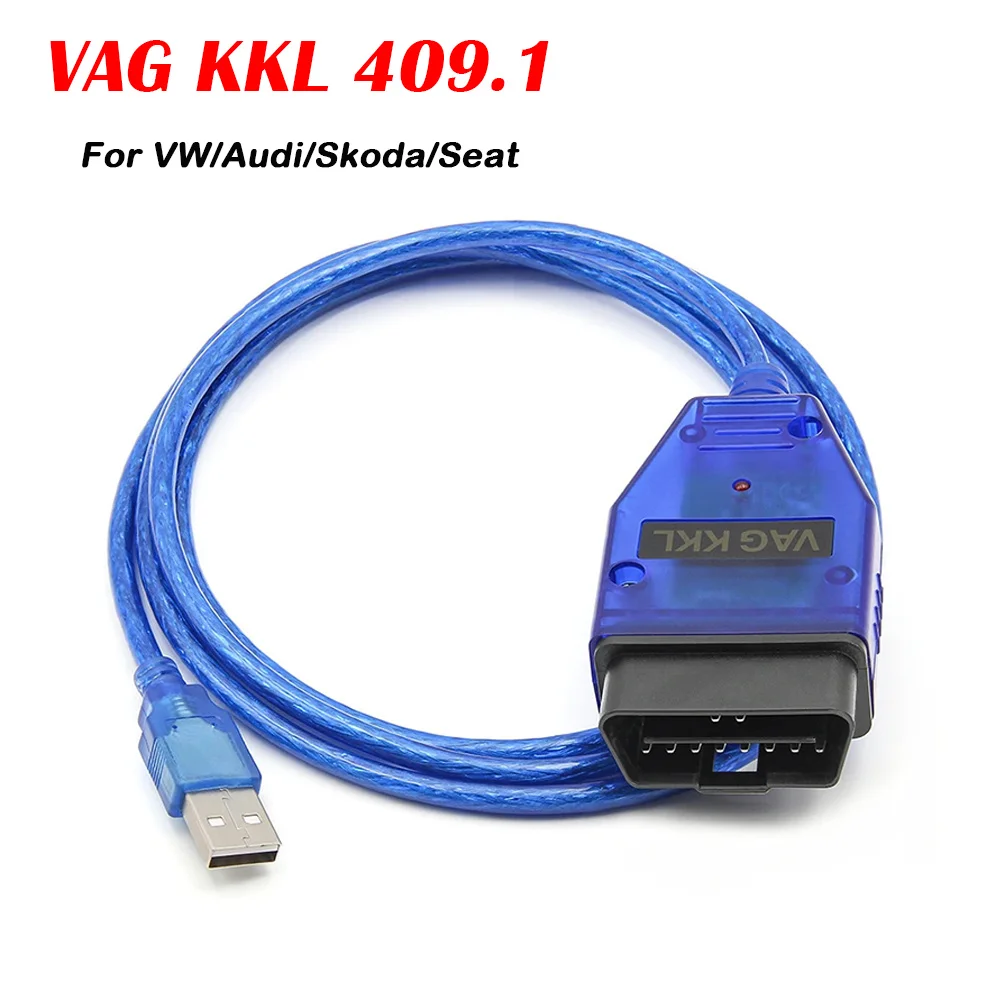 Ferramenta de diagnóstico vag kkl 409 para scanner de diagnóstico vag obd2 forV-W/a-udi/s-eat cabo azul de diagnóstico de carro 409kkl cabo de teste