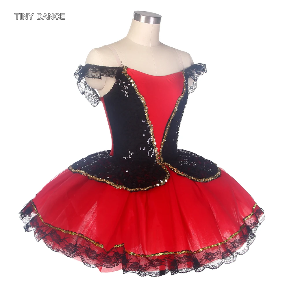 Adult Girls Spanish Tutu Dress Black & Red Ballet Dance Tutus Performance Tutu Costume Ballerina Dresses 2 Color Available 19069