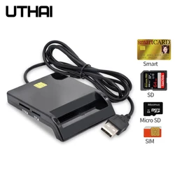 UTHAI X02 Bank Card ATM IC Card Tax Return Smart All-in-One USB 2.0 SIM SD TF Smart Card Reader for Windows 7 8 10 Linux OS