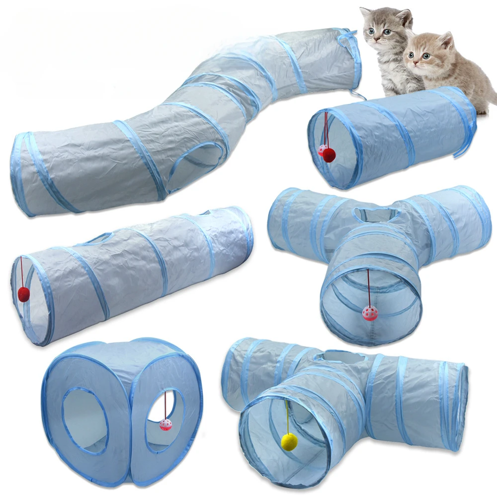 Grey Cat Toy Tunnel Playground Cat Scratching Tunnel Running Drilling Ground Dragon Toy Supplies Lightweight Durable