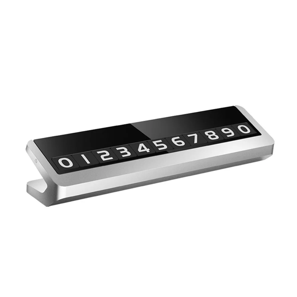 Aluminum Alloy Space Silver Parking Number Display Sign for Cars Temporary Stop Card with Magnetic Tiles and Concealment