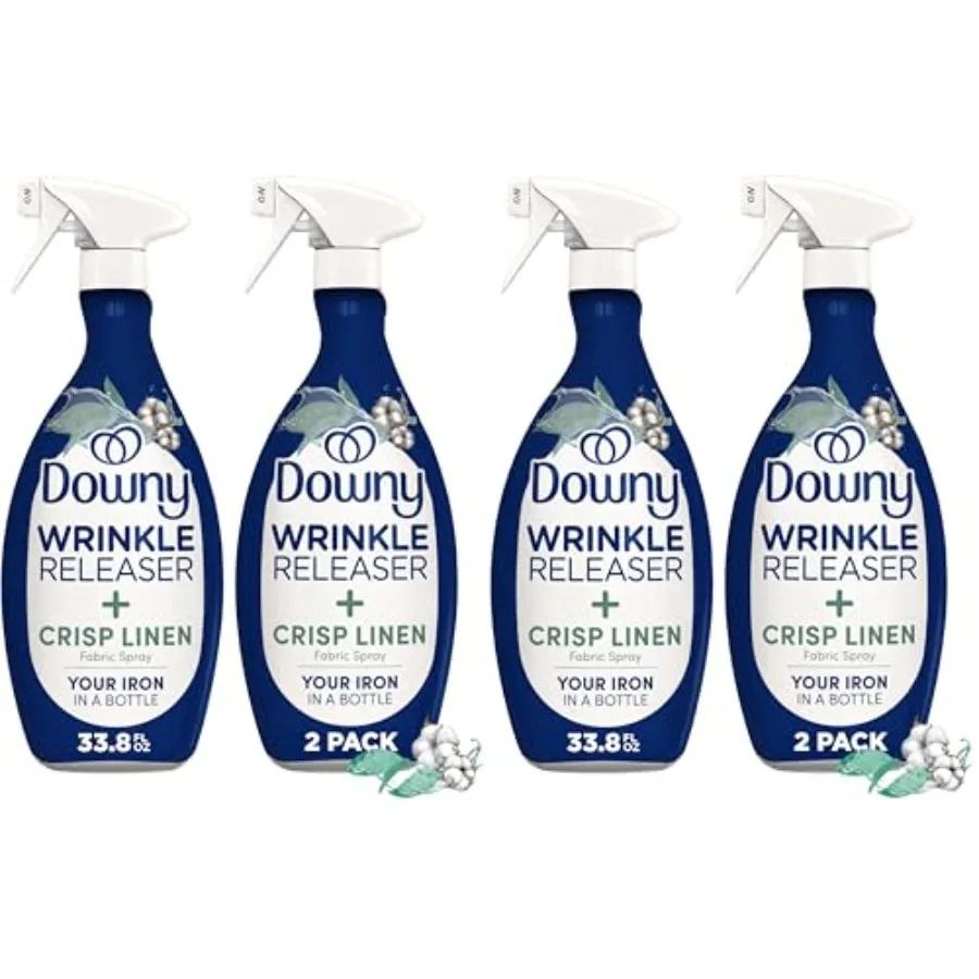 

Downy Wrinkle Releaser Spray, All In One Formula, Removes Wrinkles, Static and Odor Eliminator, Crisp Linen Scent, 33.8 Fl Oz P