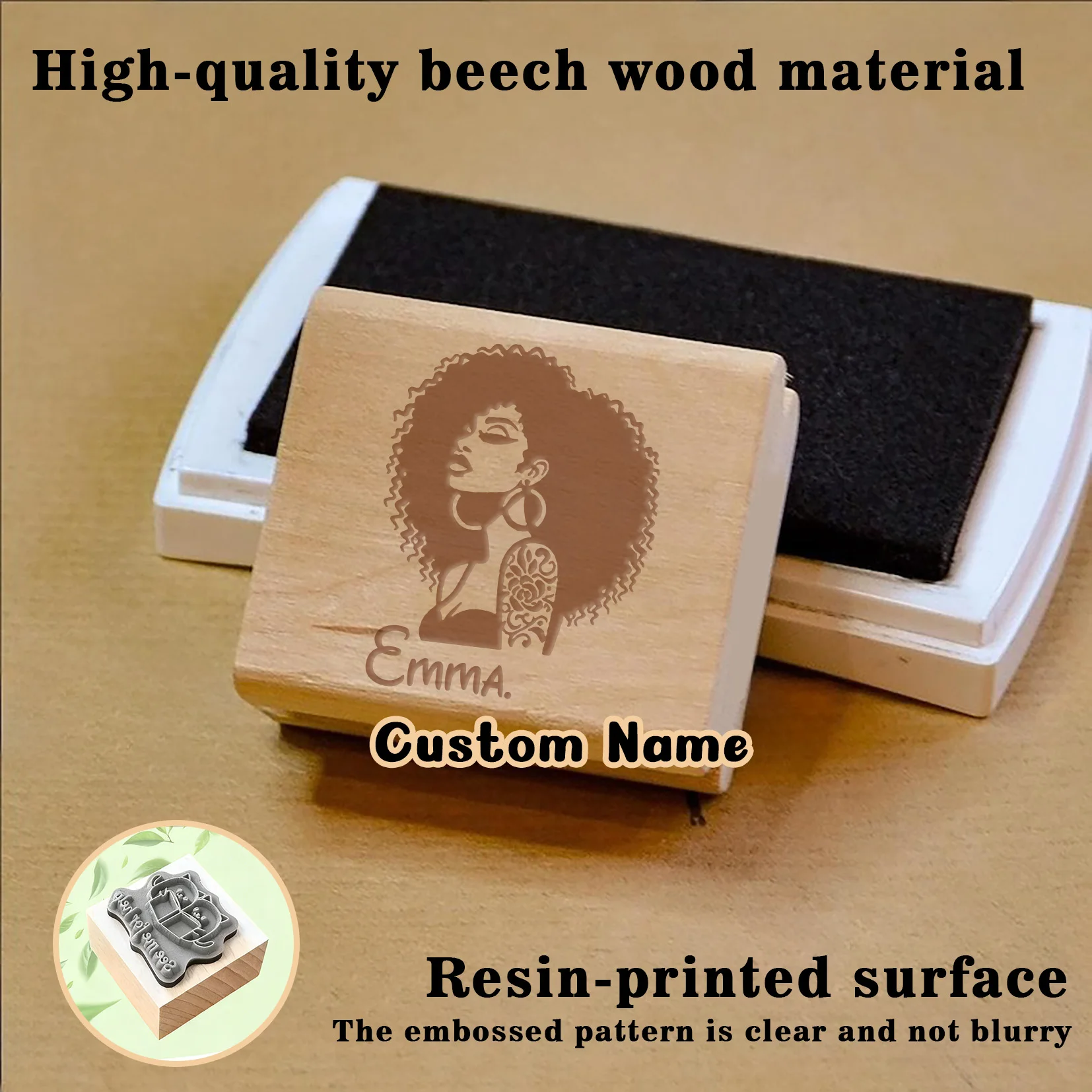 1PC Fashion Personalized Name Wooden Seal Office Supplies, Seal Supplies Custom Name Wooden Stamp ldeal for Labeling and Craftin