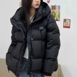 White Duck Down Jacket 2024 New Winter Women's Hooded Short Thickened Bread Clothes Loose Warm Coat Leisure Parkas Female