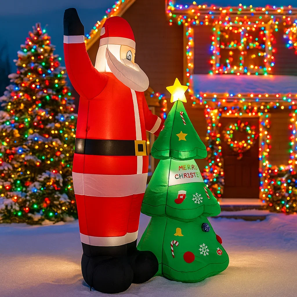 8.2FT Christmas Decorations Inflatable Santa Claus & Christmas Tree Toys Home Yard Ornaments with LED Decor Christmas Decor Toy