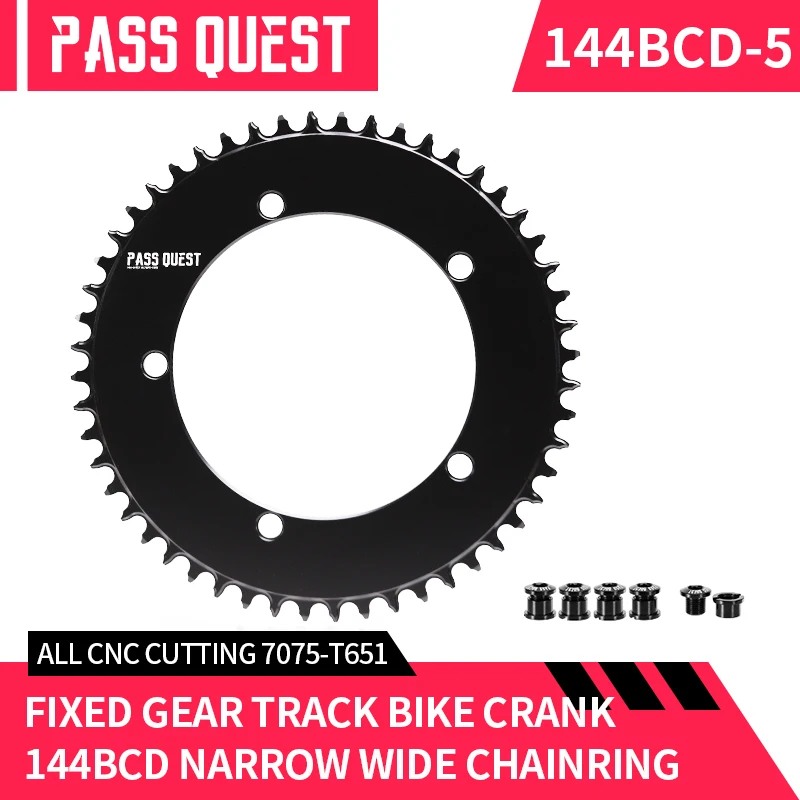 

PASS QUEST 144BCD Positive and Negative Teeth Fixed Gear Round Chain Ring Track 4MM Thick Bike Chainwheel 46-58T Bike Parts