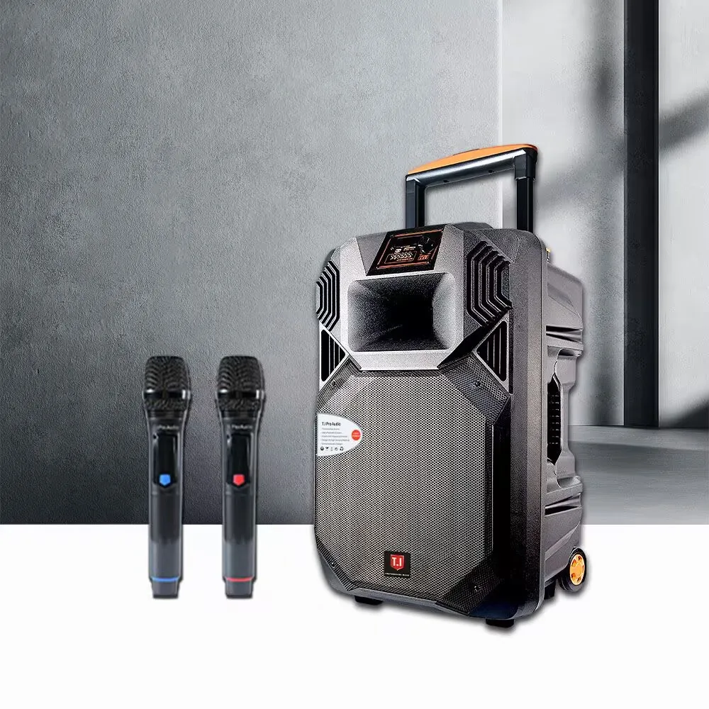 

T.I Wireless Portable PA Speaker System Battery Powered Rechargeable Sound Speaker And Microphone Set With MP3 USB Micro SD FM