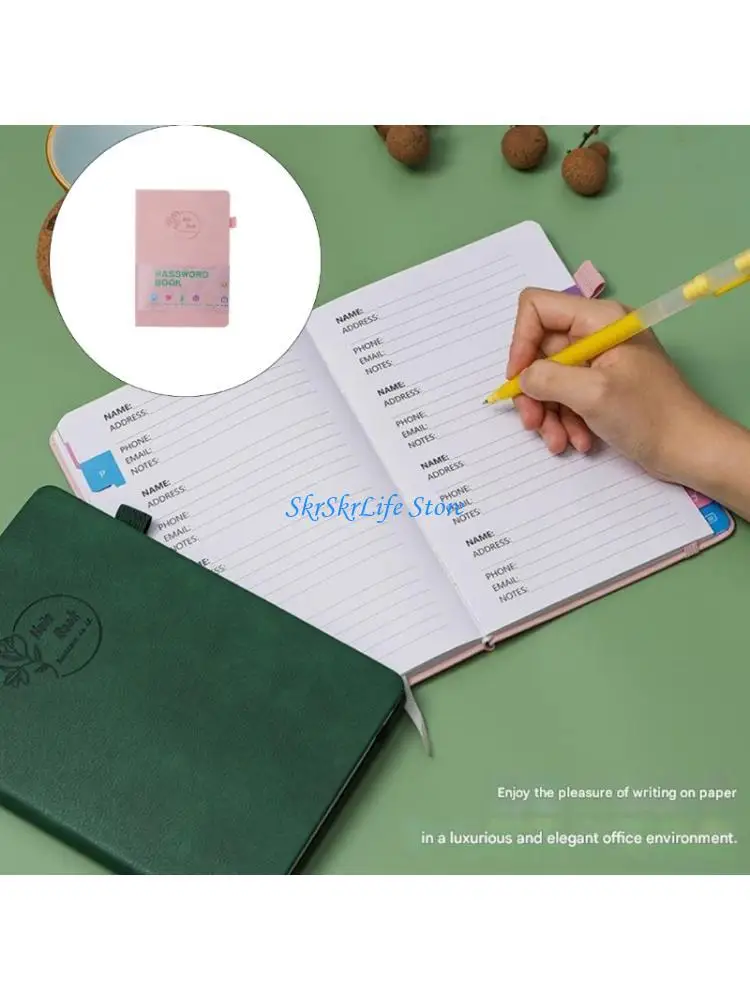 E65E PU Leather Password Lock Notebook Elastic Band Closure Address Organiser Book