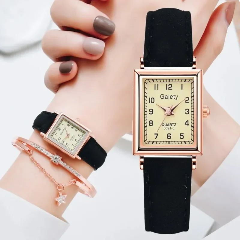 Luxury Square Vintage Women Watches Leather Belt Female Dress Quartz Clock Casual Bracelet Women Wrist Watch Reloj Mujer Montre