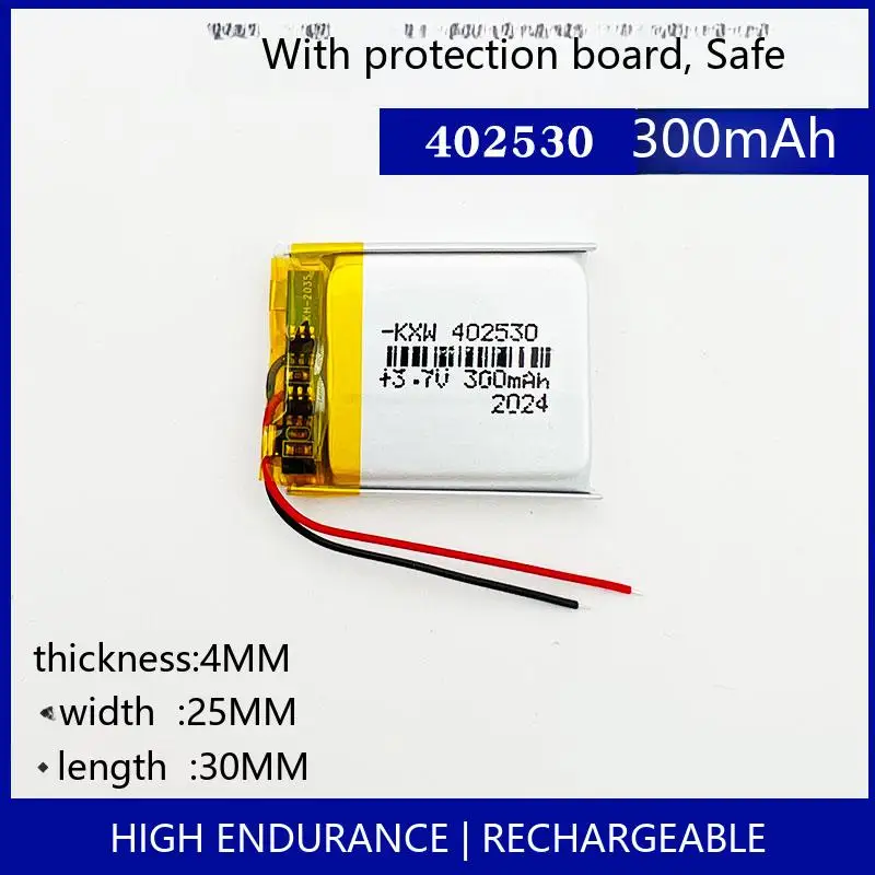 

402530 300 мАч 3,7 В перезаряжаемая литий-полимерная батарея MP3 GPS BT гарнитура DIY устройство